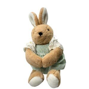 Vintage Playful Pals Tan Plush Bunny‎ Rabbit Floral Dress Mervyns 20" Gift